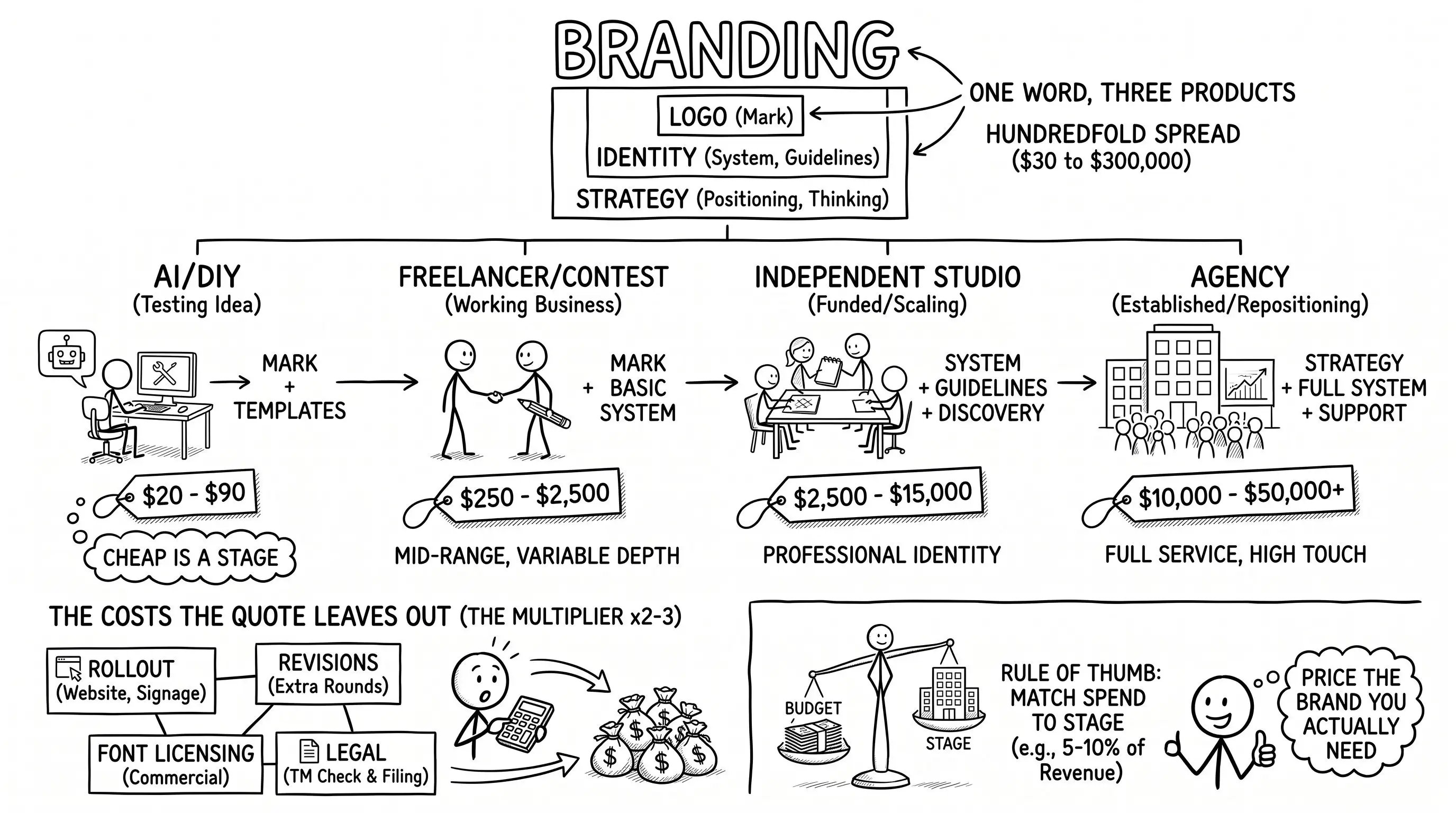 How much does branding cost in 2026 — price ranges from logo to full rebrand