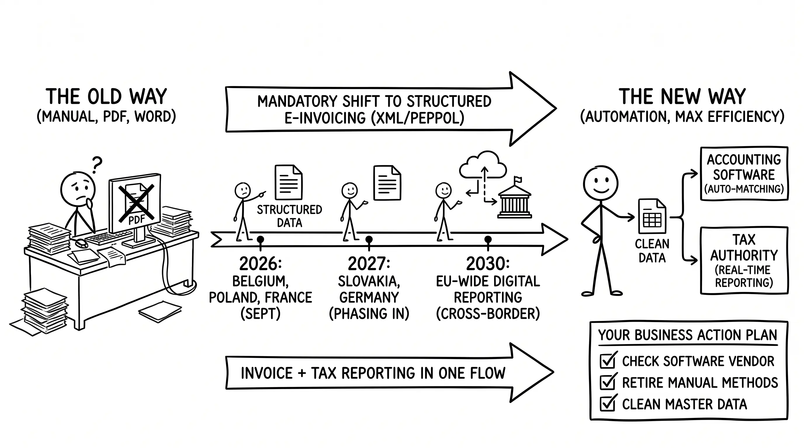 Mandatory e-invoicing in the EU — the 2026–2030 timeline