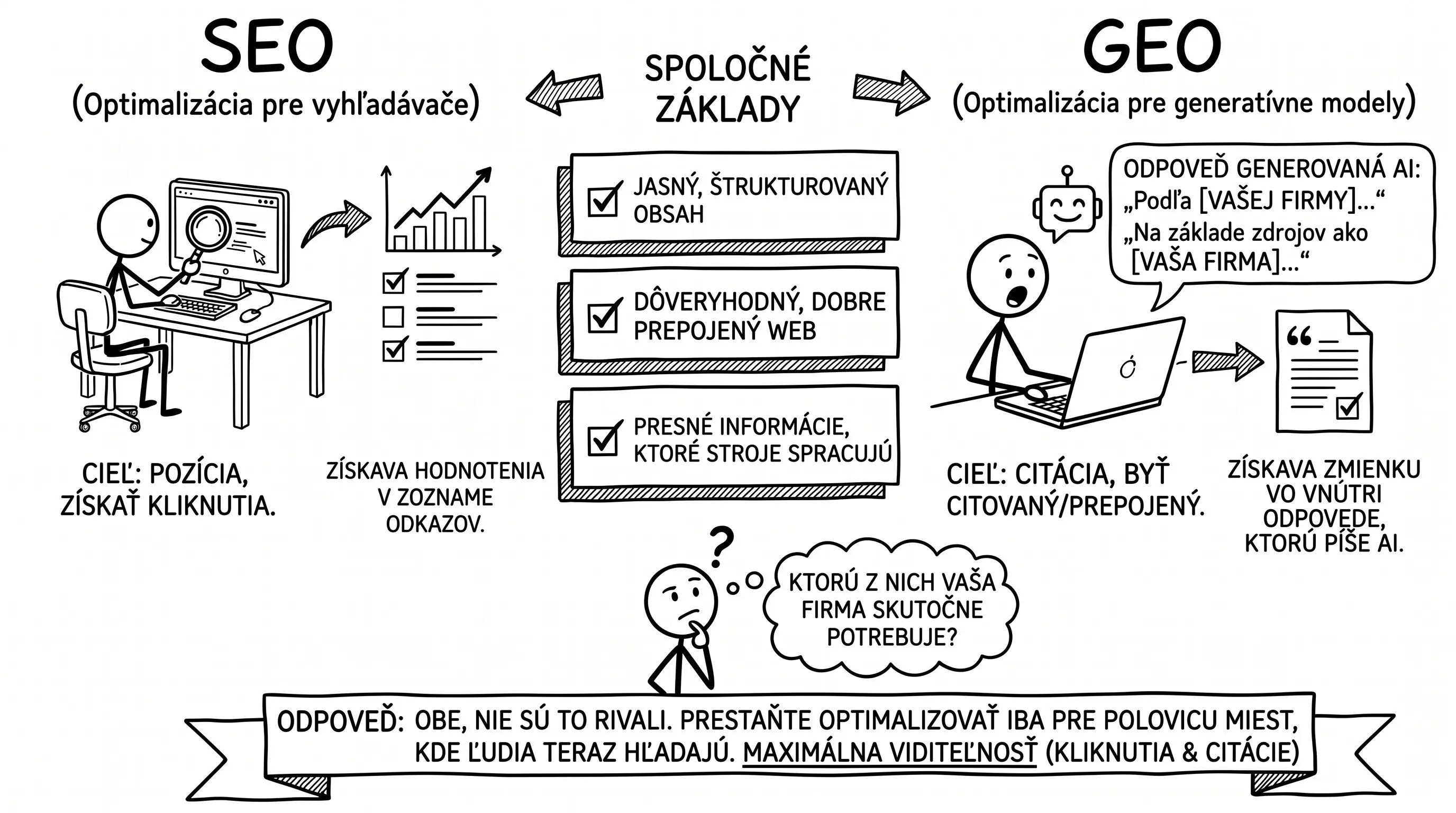 GEO vs SEO — generative engine optimization vysvetlené