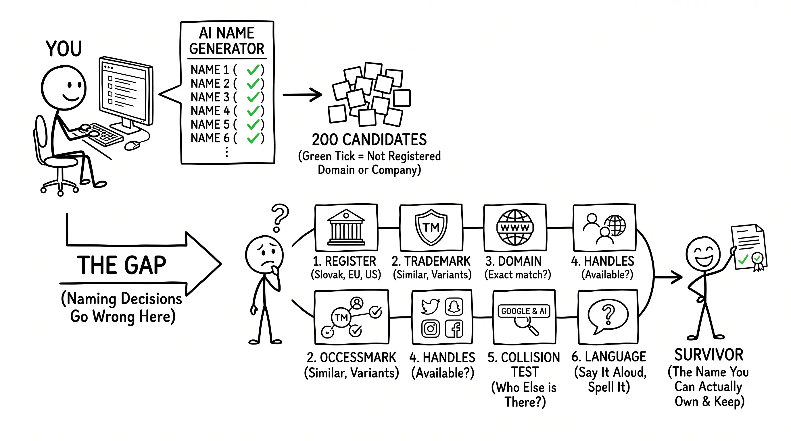 How to name a business — name types, availability checks and the findability test