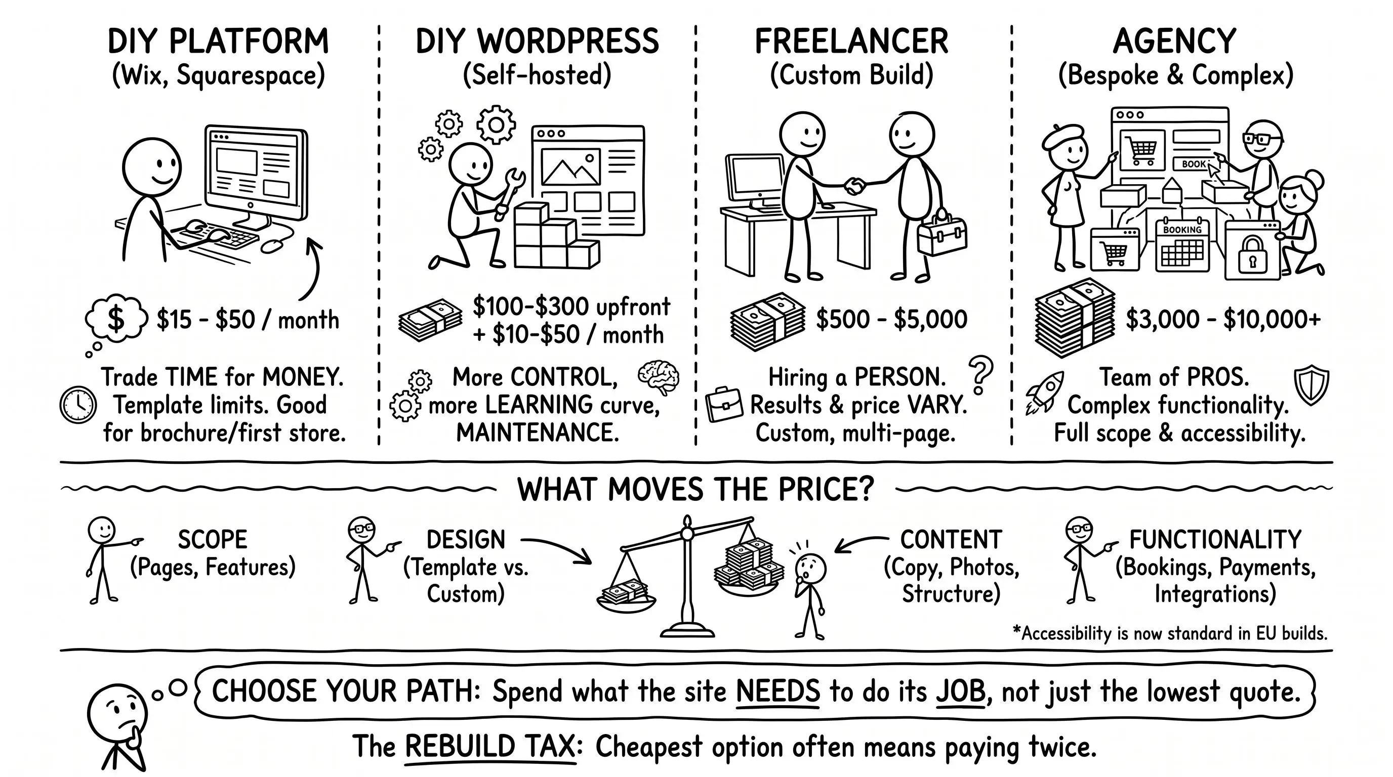 How much does a website cost in 2026 — price ranges by build type